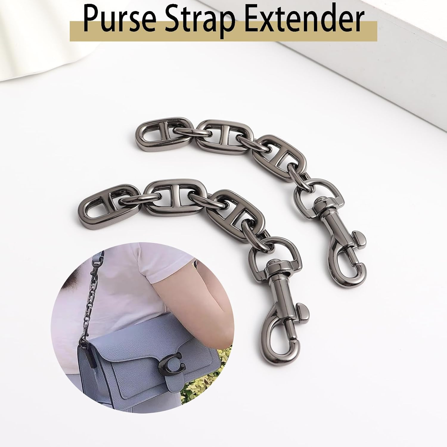 Purse Strap Extender 2Pcs 4.7 Inch Bag Extender Chain for Shoulder Bag Metal Cha