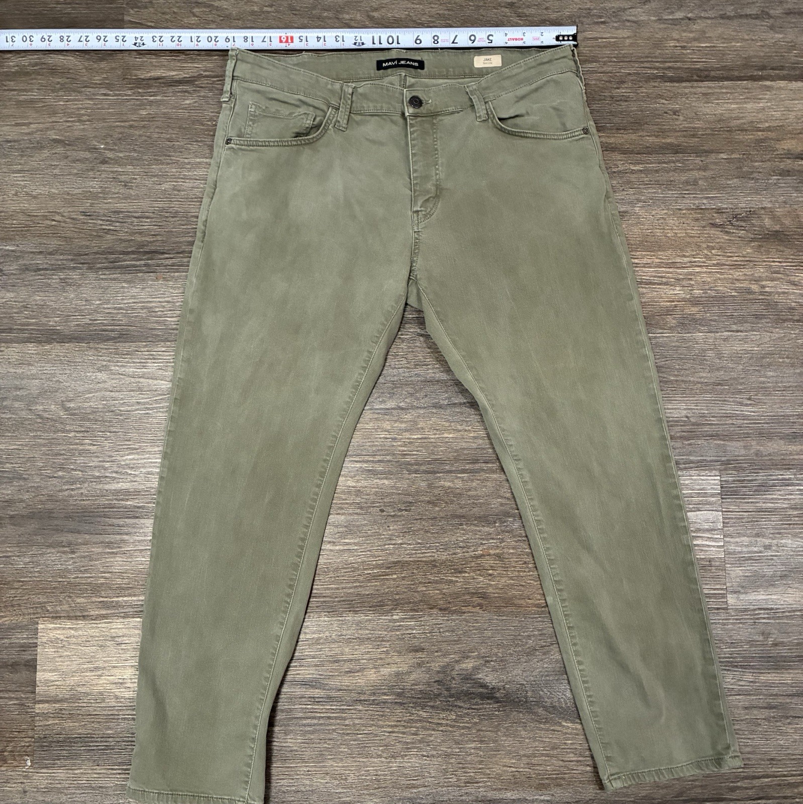 Mavi Jeans Men’s Slim Straight Mid Rise Medium Wash Green Denim Jeans