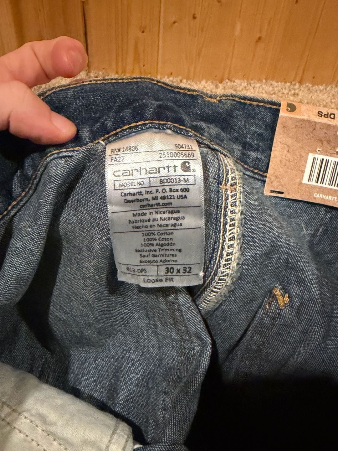 Carhartt B13-DPS Loose Original Fit Work Dungaree Jeans 30×32