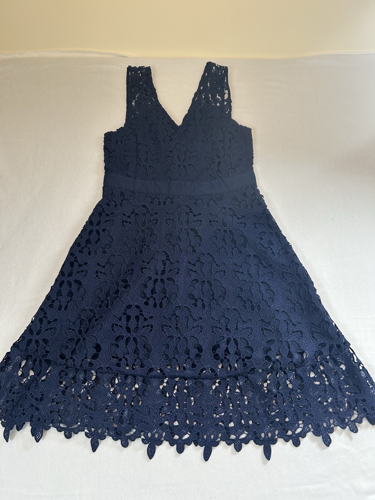 Banana Republic Women’s Swing Dress 8 Navy Blue Eyelet Lined BRAND NEW 219
