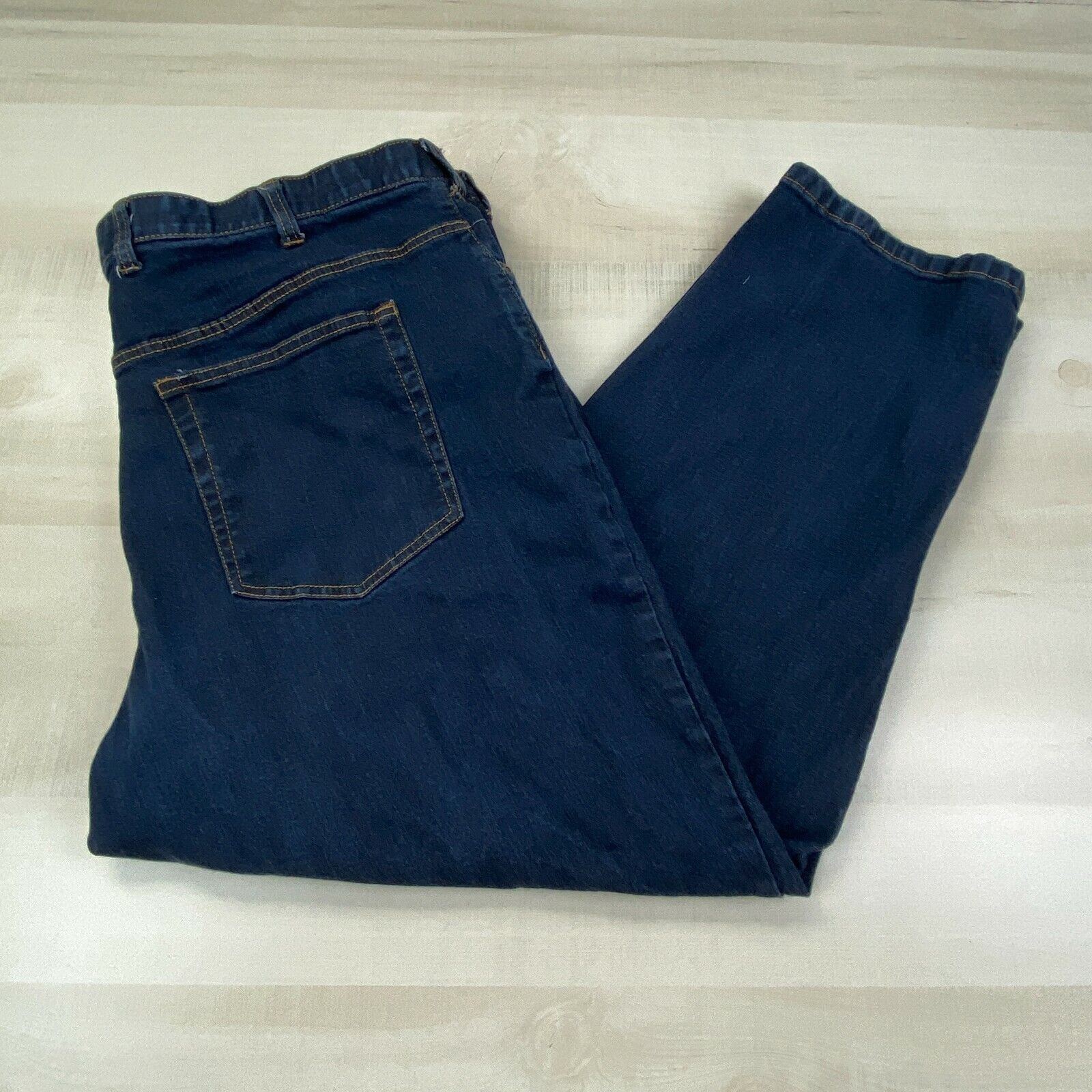 HB Womens Tapered Jeans 46×30 (44×27.5 Actual) Blue High Rise Comfort Waistband