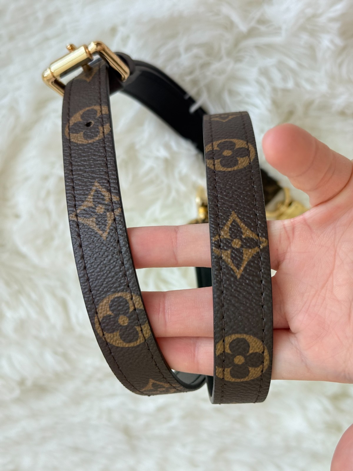 Monogram Adjustable Shoulder Strap Brown Gold Hardware 80–100cm