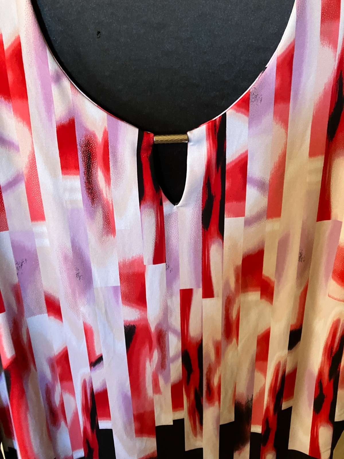 JM Collection ~1X~Artsy/BOHO Red/Black/Purple~Slinky Resort Wear Liquid Knit Top