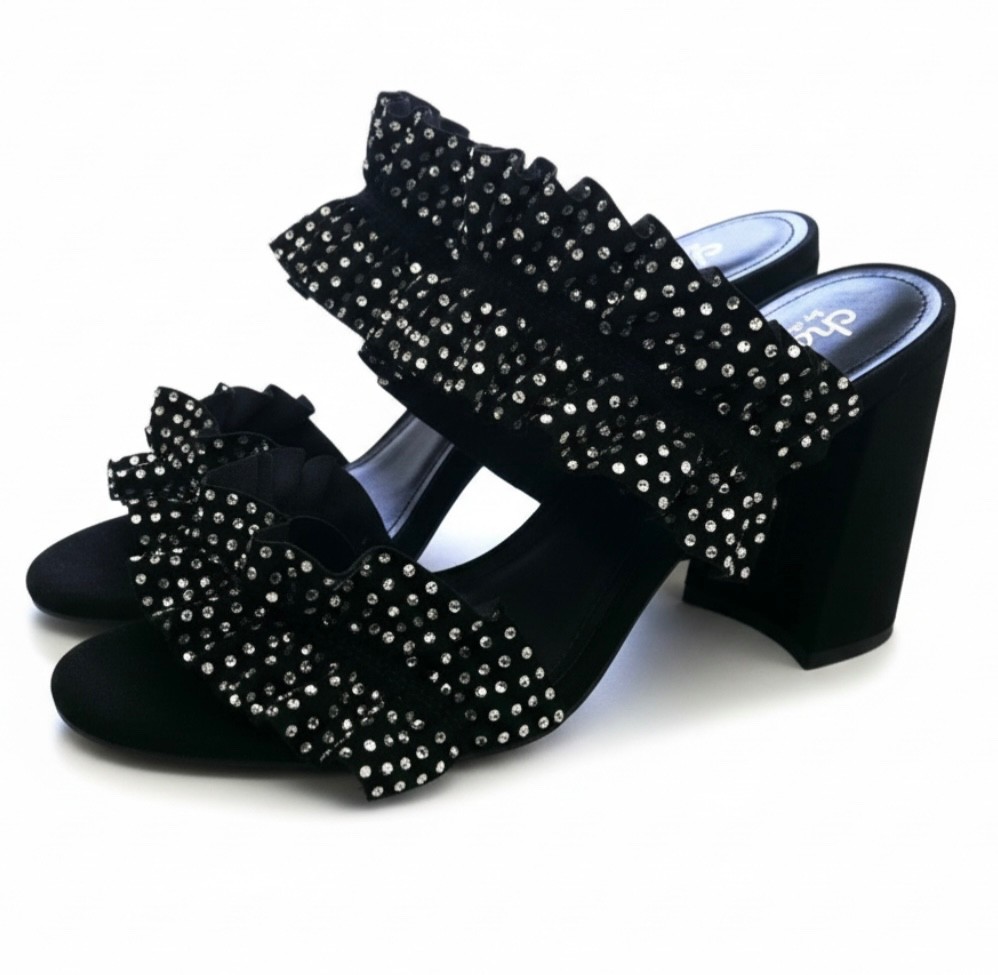 Charles By Charles David Cinched Block Heel Sandals NEW Size 8.5 Ruffle Frilly