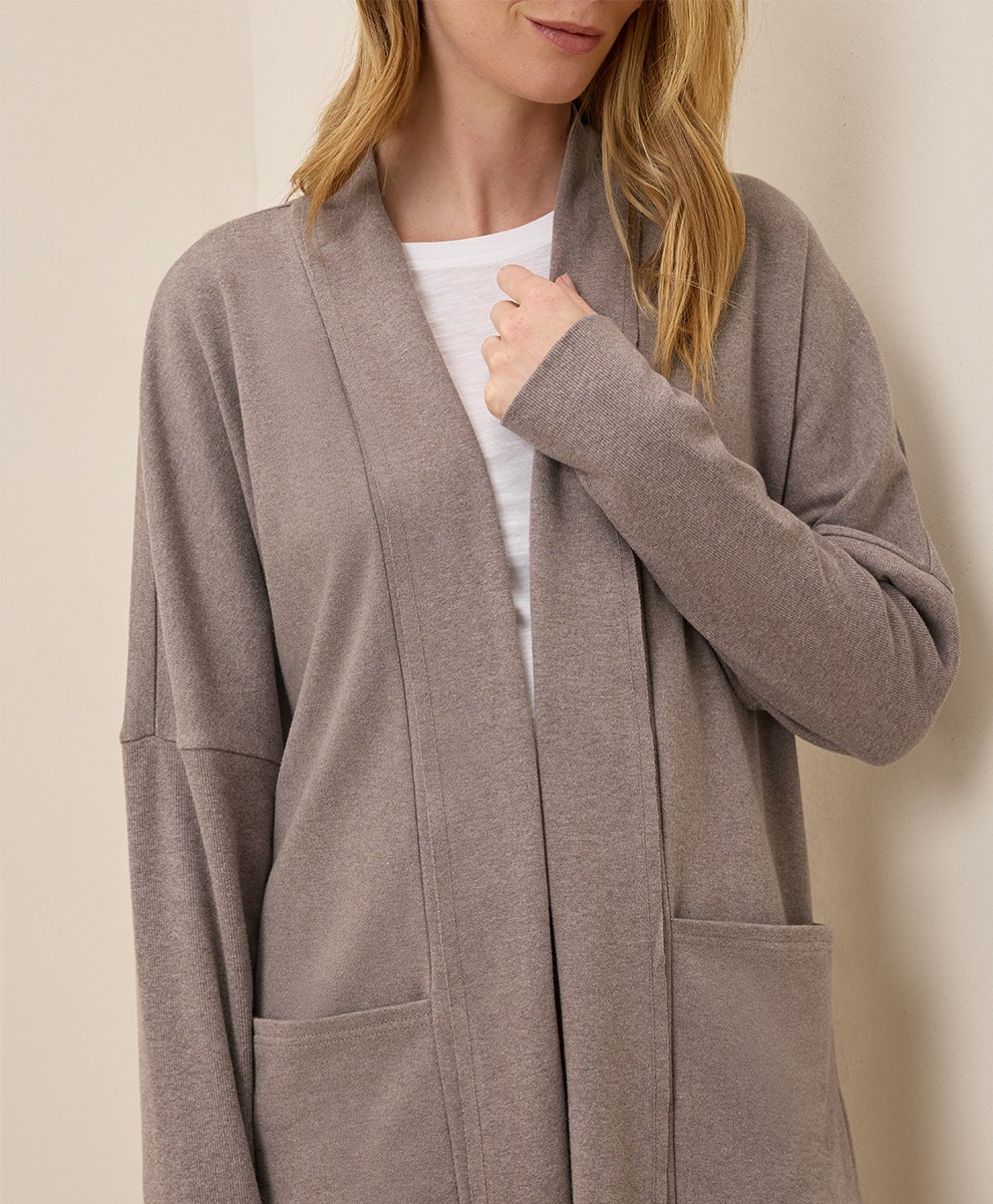 Pact Women’s Airplane Wrap Cardigan Deep Taupe Heather Large Extra Large