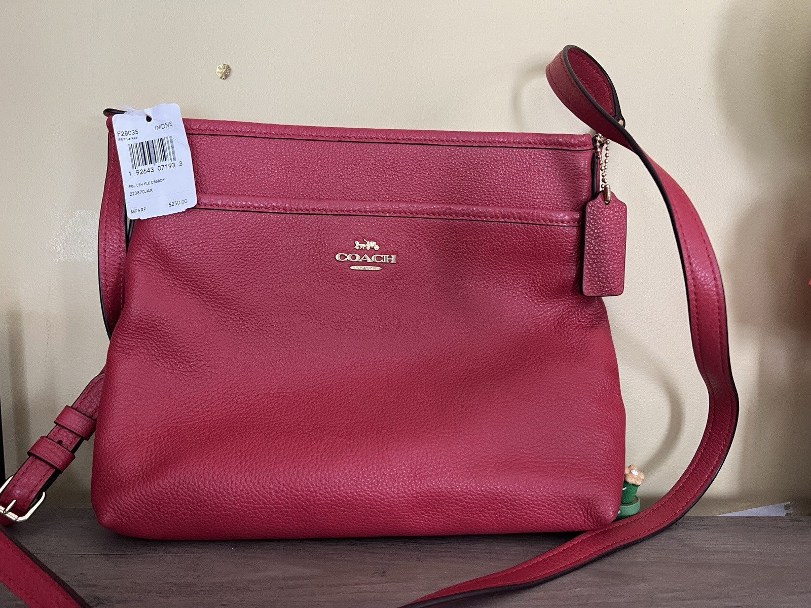 Coach Pebbled Leather Crossbody Bag Red NWT MSRP $250 F28035
