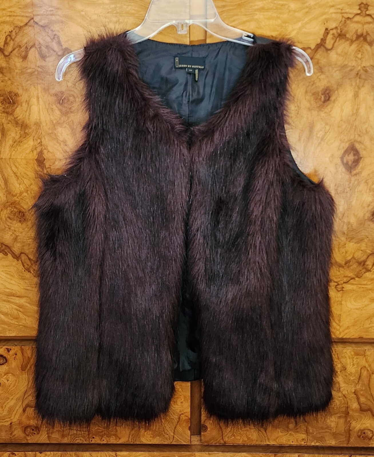 WOMEN’S JEANS by BUFFALO FAUX FUR & FAUX LEATHER VEST ~ LARGE