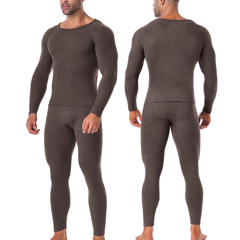Men’s Long Johns Set Fleece Lined Thermal Underwear Top Bottom Set Winter Warm