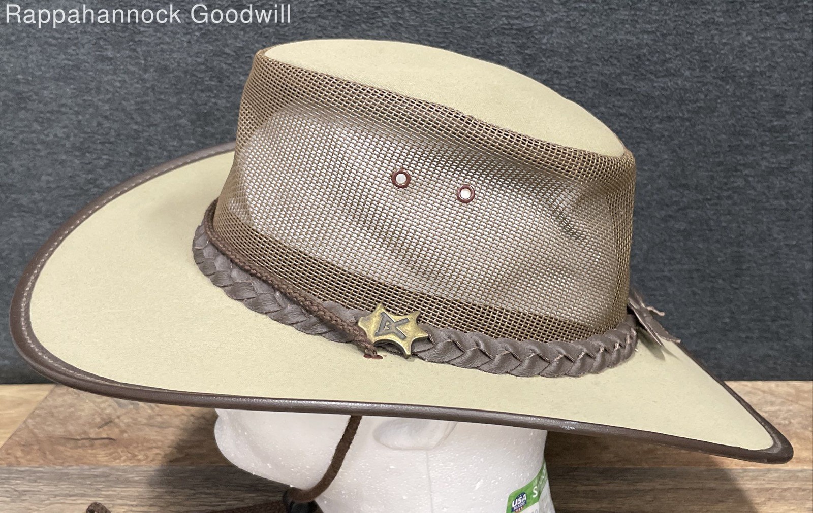 B.C. Hats Men’s Tan Canvas Mesh Breezer Australian Outback Bush Hat Size S