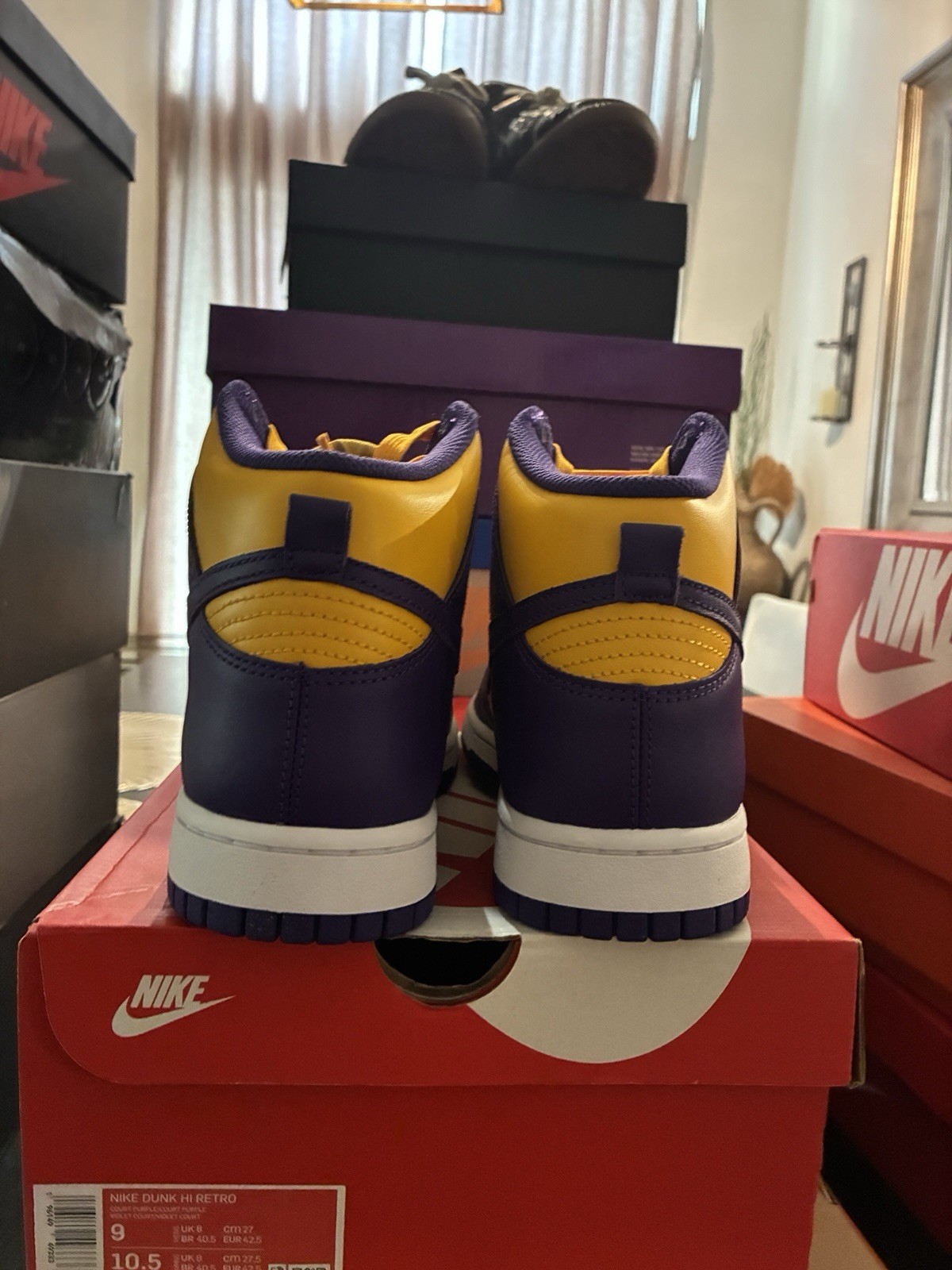 Nike Dunk High Lakers DD1399-500 Court Purple/University Gold/White Leather
