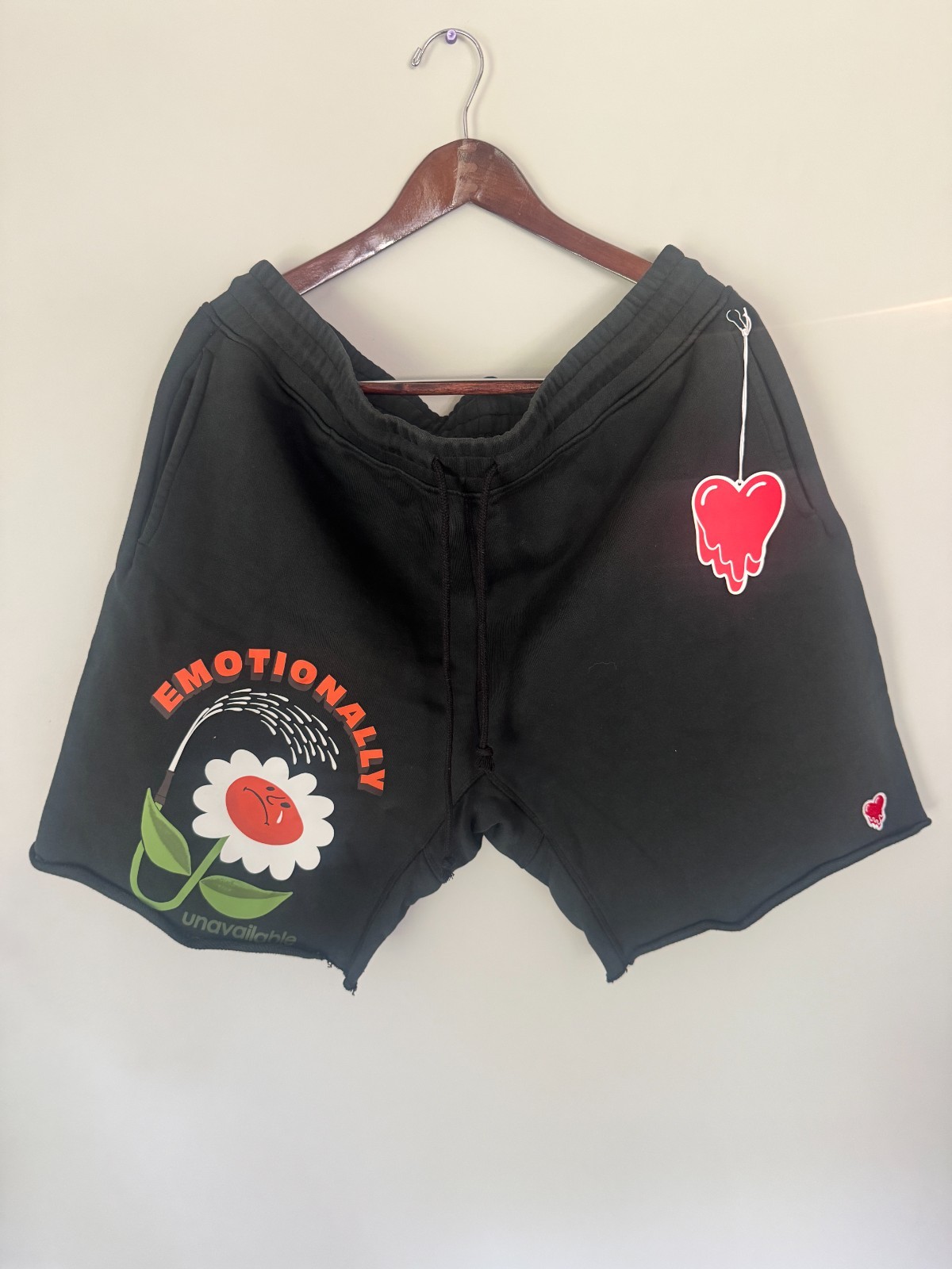 Emotionally Unavailable Flower Sweat Shorts Black XL BNWT $220 Retail