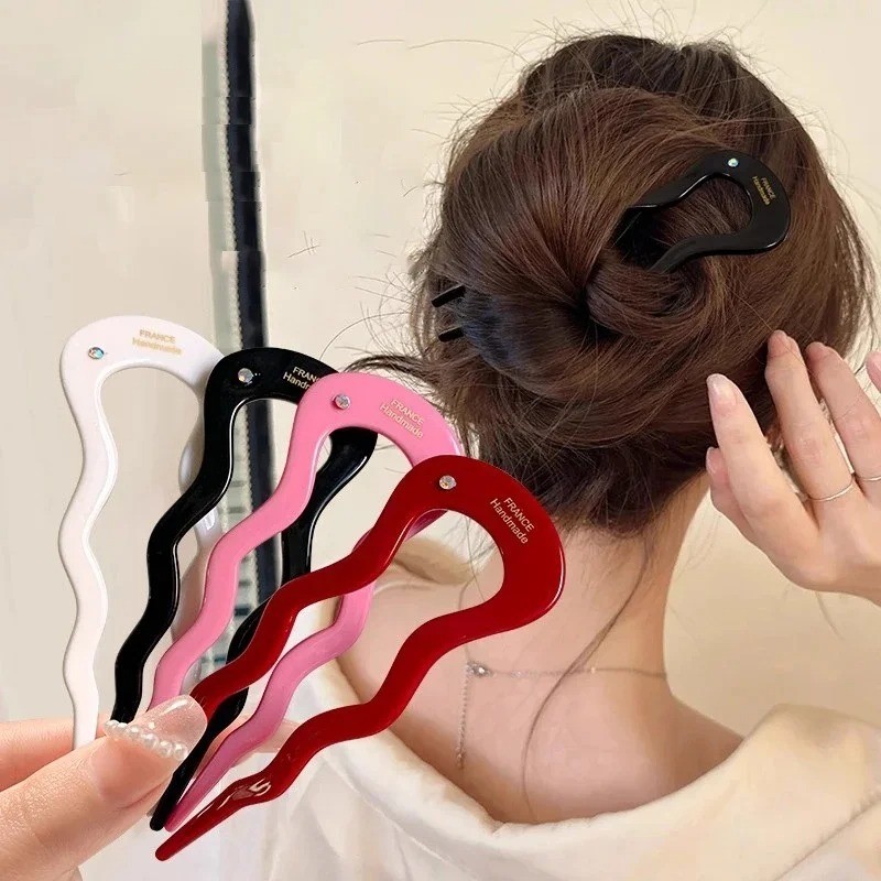 U-Shaped Hair Fork Tortoiseshell Acetate Acrylic Hairpin Fashion Hair Stick