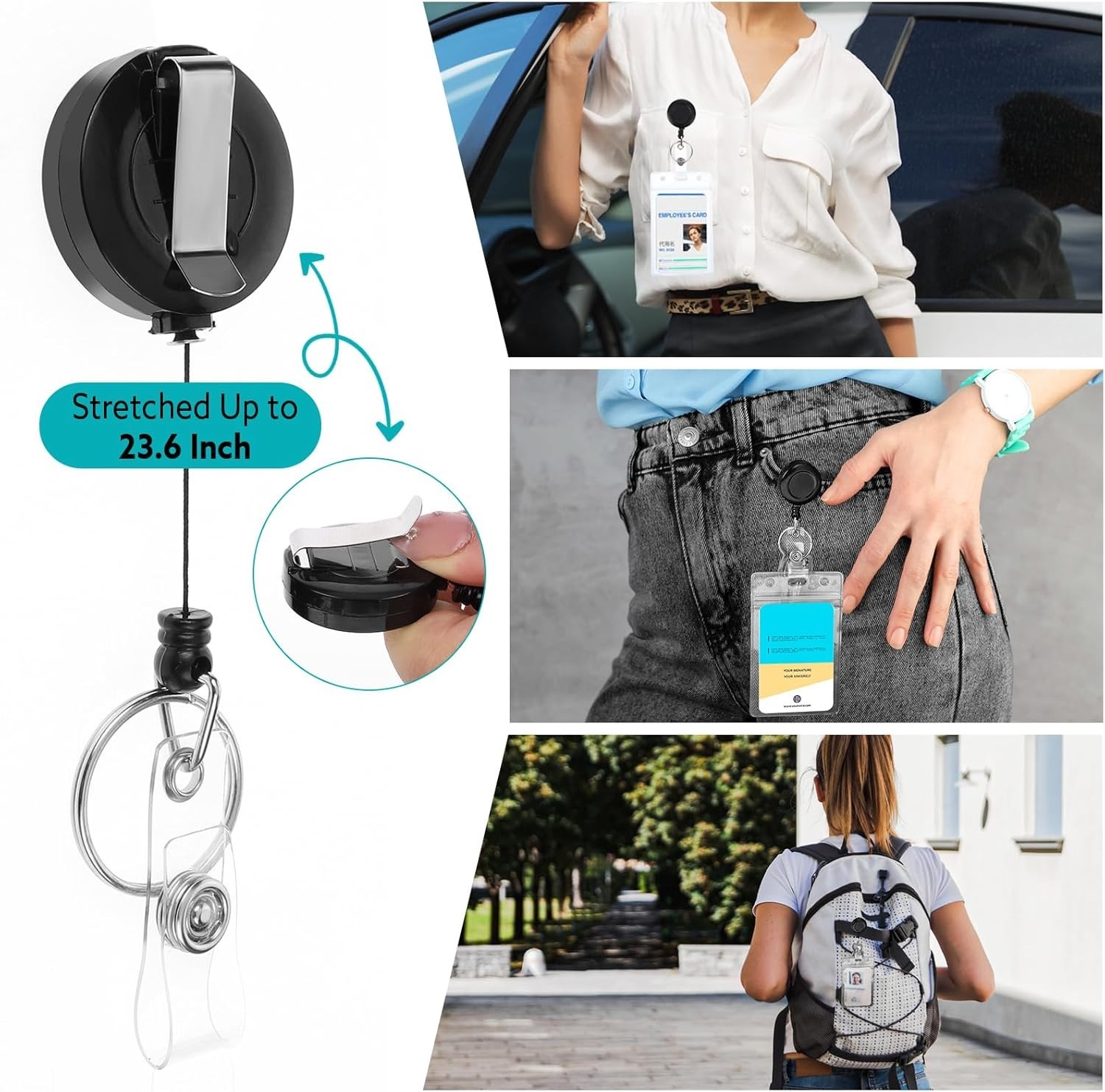 3-pack Retractable Badge Holders with Lanyard – Waterproof Id Badge Reels NEW***