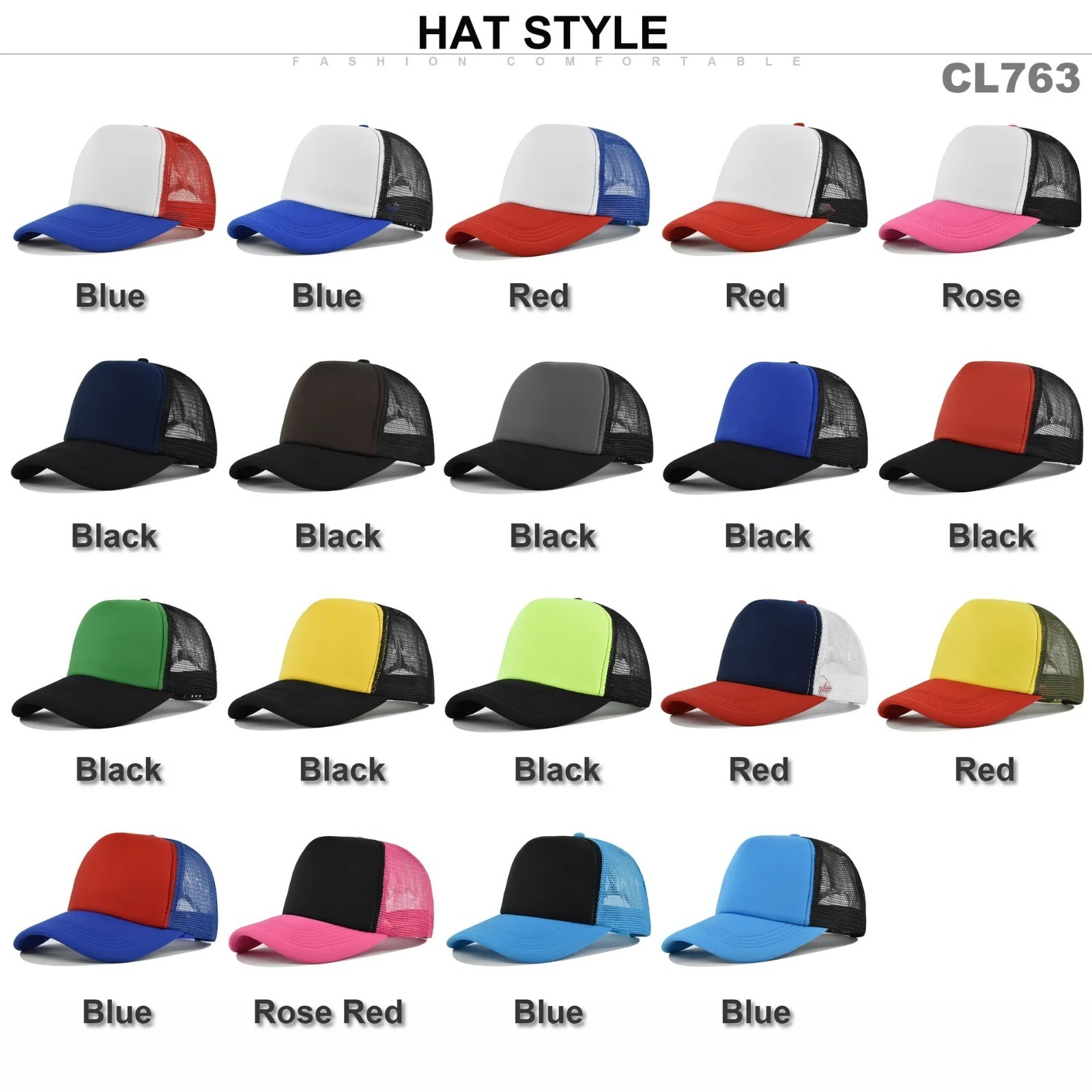 Mens Womens Trucker Hat Mesh Back Plain Solid Snapback Baseball Cap Blank Visor