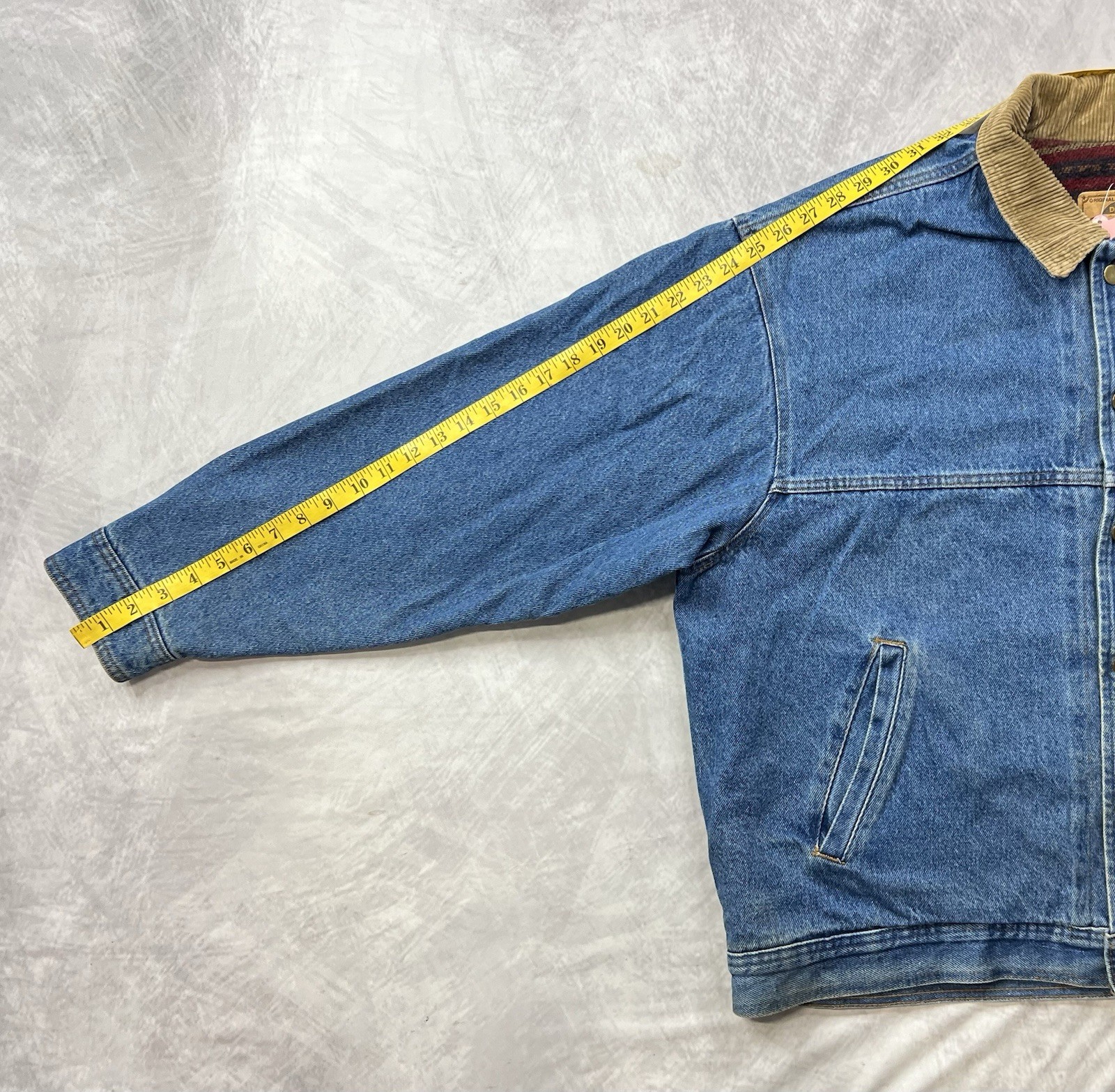 Vintage Sports Master Blanket Lined Denim Jacket Size XL USA Made Aztec
