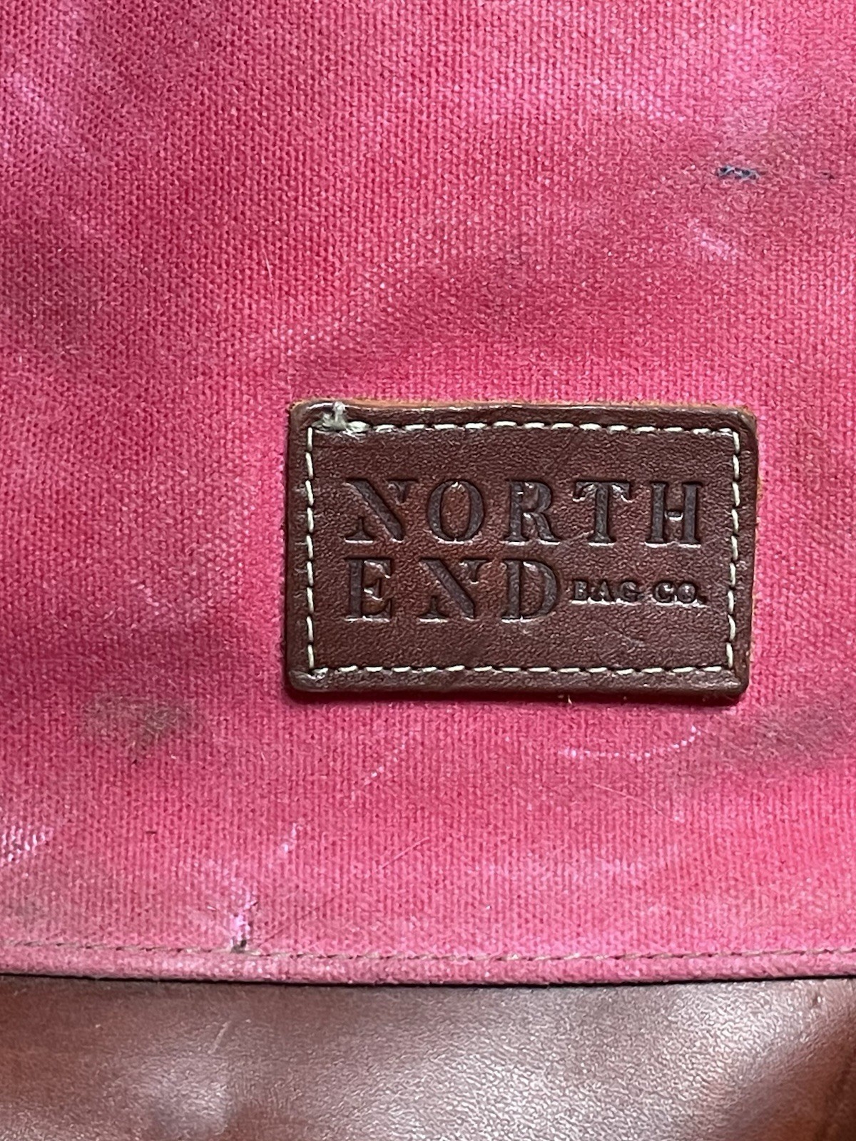 North End Bag Co The 76th St Tote Pink waxed canvas Leather accented