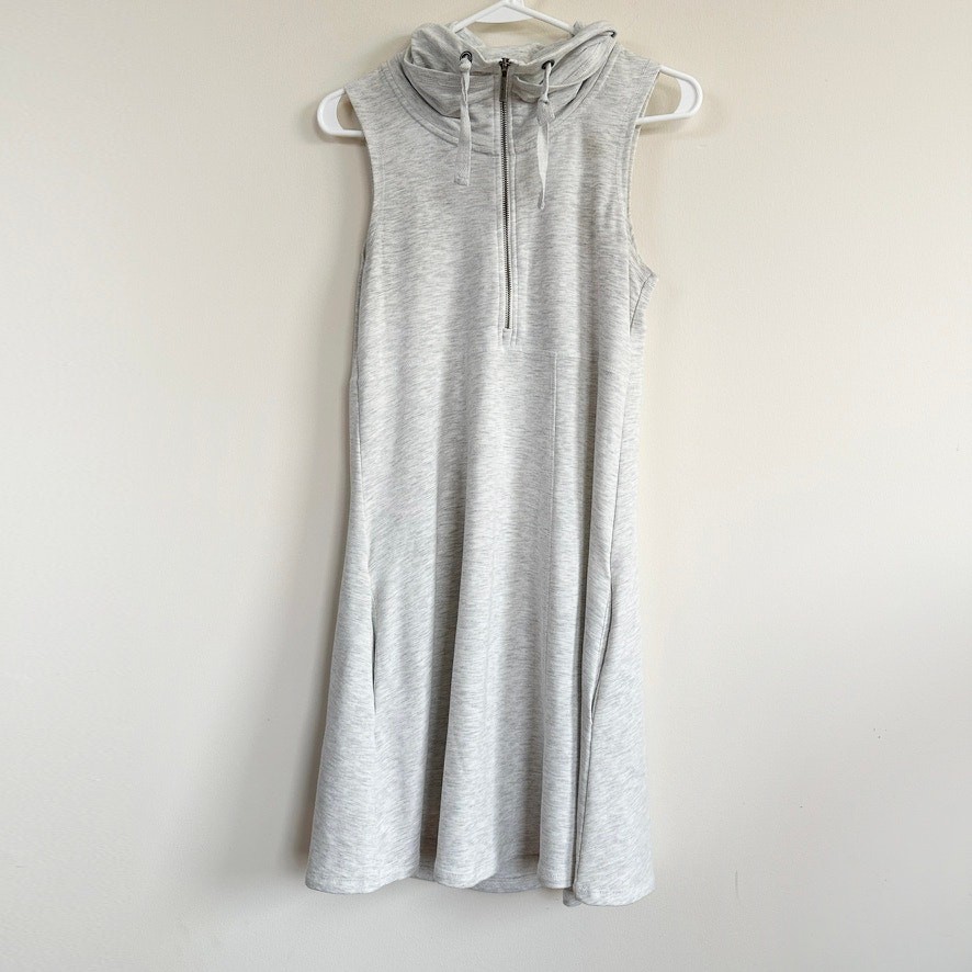 Freedom Trail Kyodan Cowl Neck Dress 1/2 Zip Front Sleeveless Grey Athleisure S