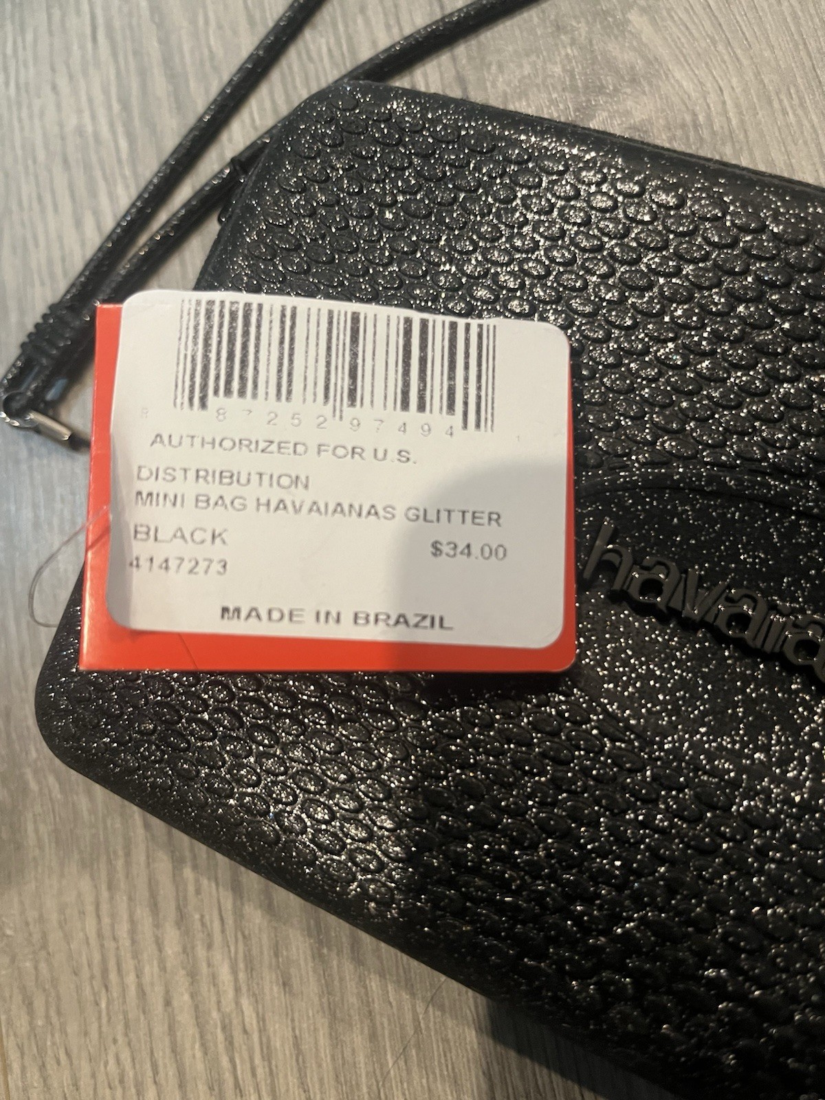 Havaianas Mini Bag Waterproof Zipper Silicone Rubber Clutch Wristlet Black