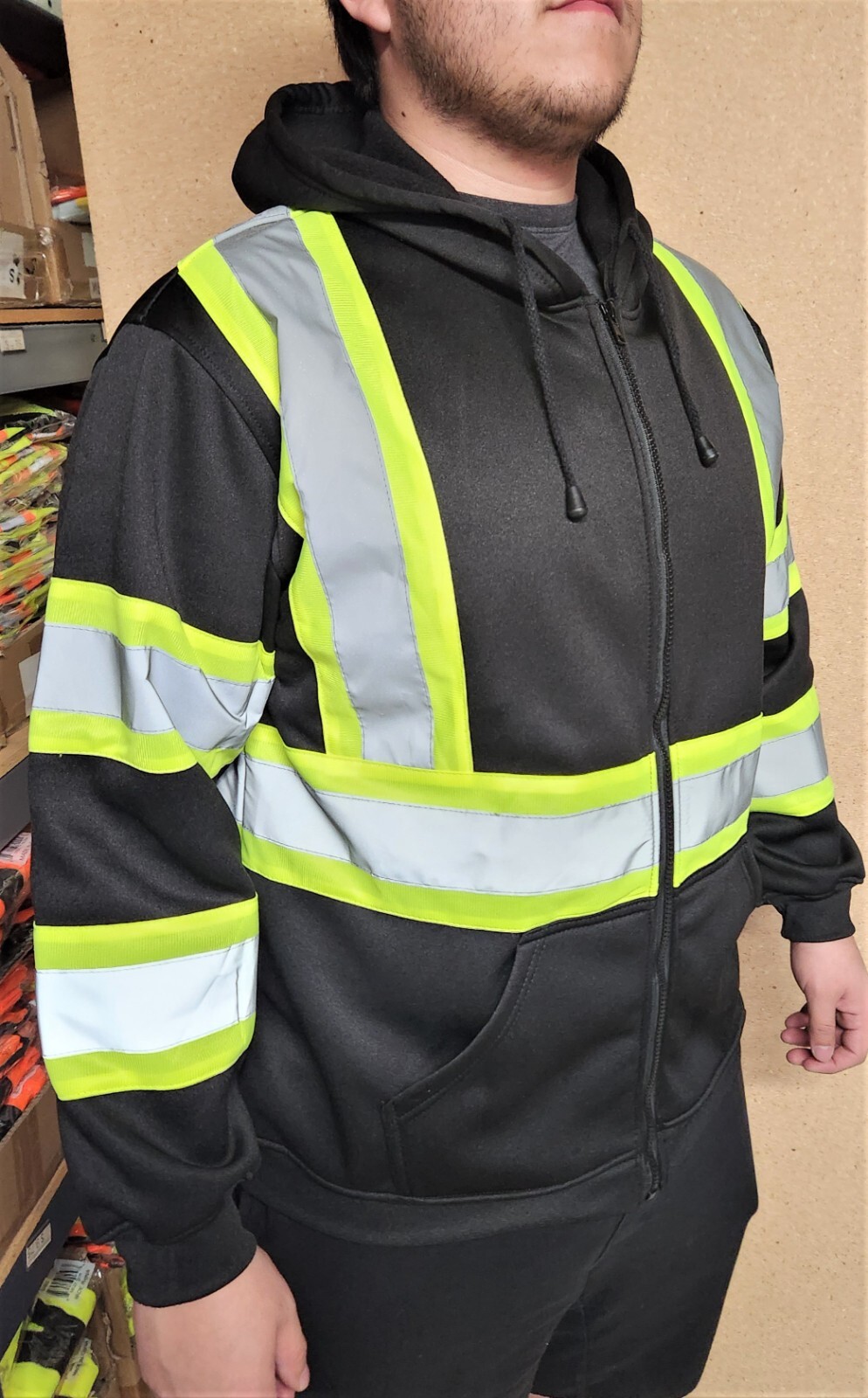 High Visibility Black Safety Sweater Two Tone Black / Yellow