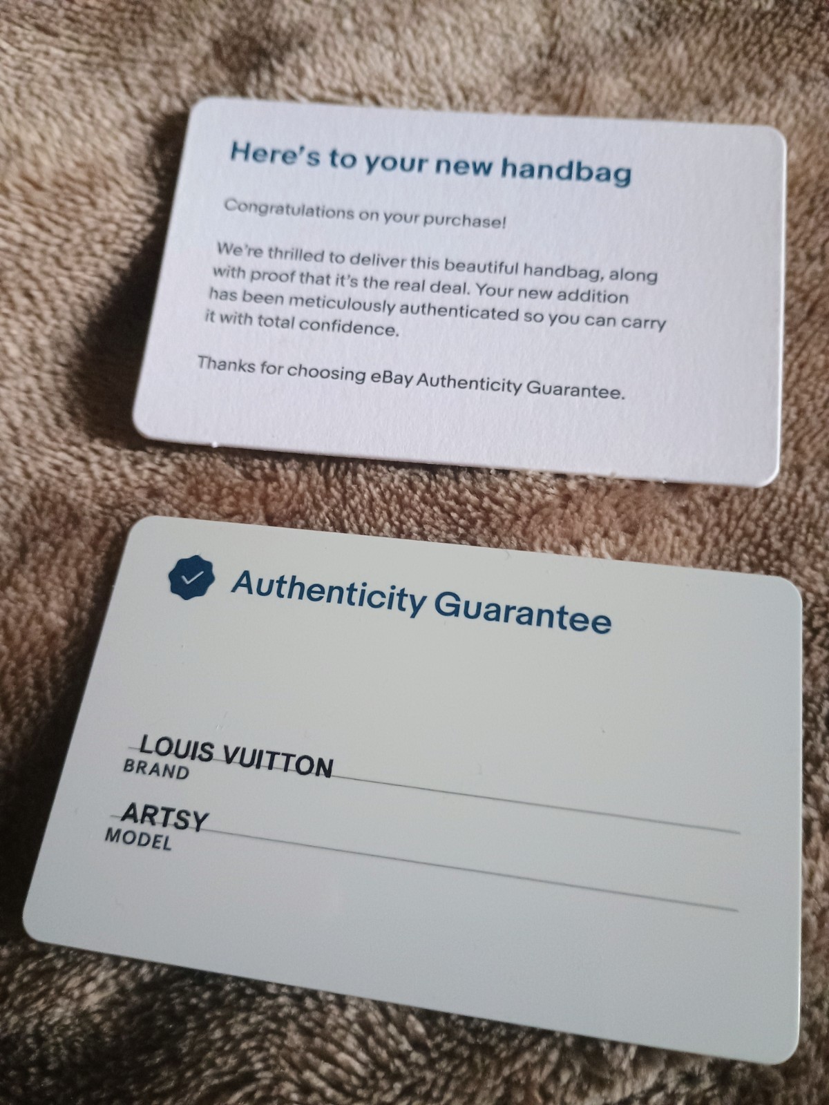 AUTHENTIC LOUIS VUITTON DAMIER AZUR ARTSY MM DUST COVER AUTHENTICATION CARDS