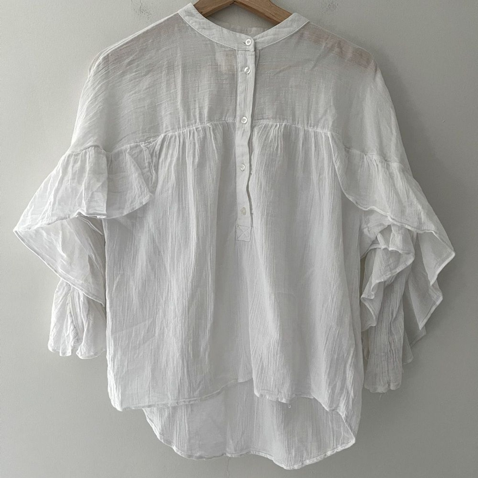 Maeve Anthropologie Blouse Gauzy Cotton Top Size Small Boho Coastal Cowgirl
