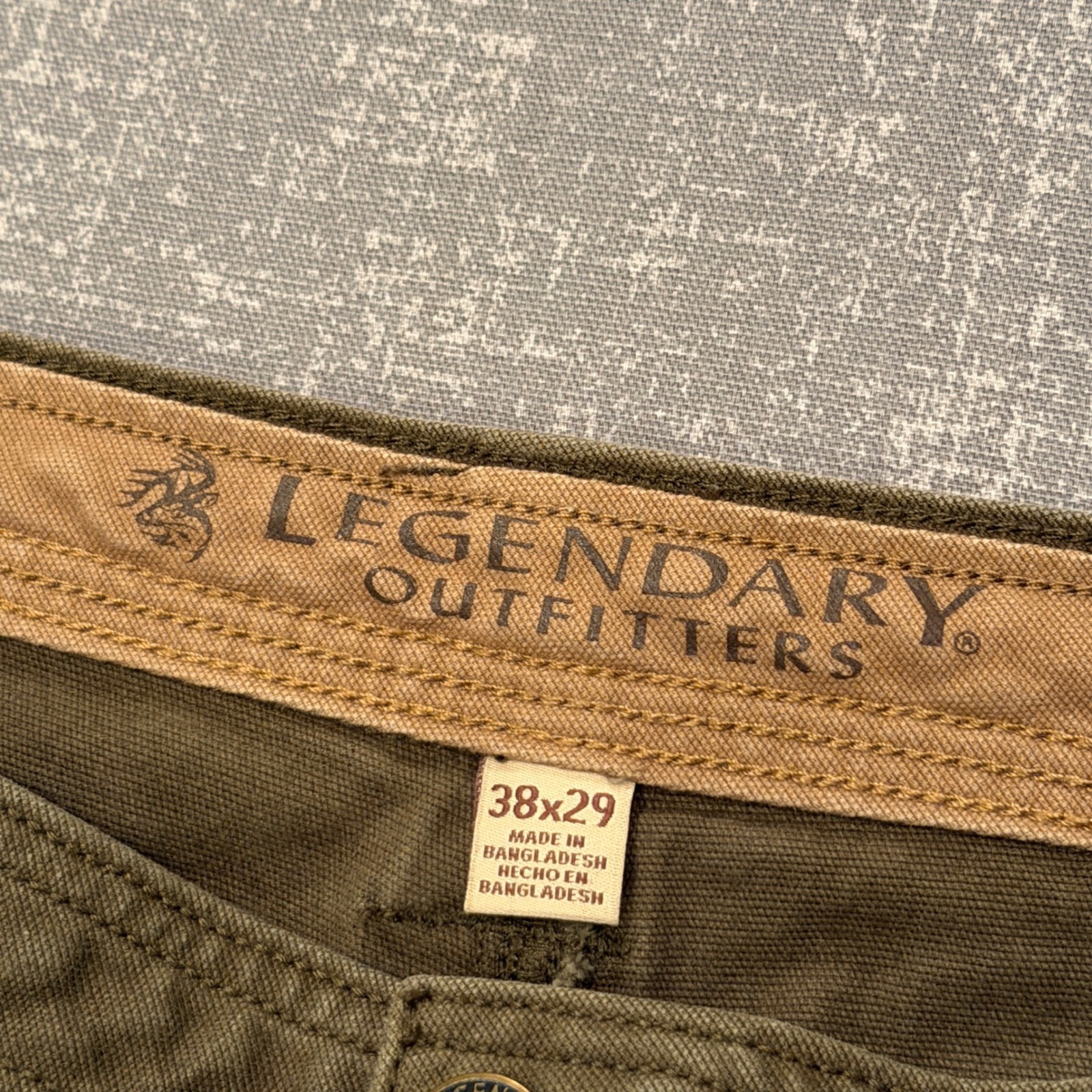 Legendary Outfitters Mens Olive Green Canvas Work Pants 38×29 Straight Leg