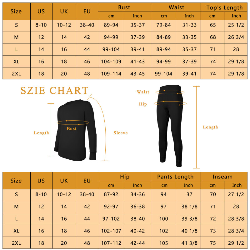 Men Thermal Long Sleeve Undershirt Keep Warm Fleece Lined Long John Thermal Sets