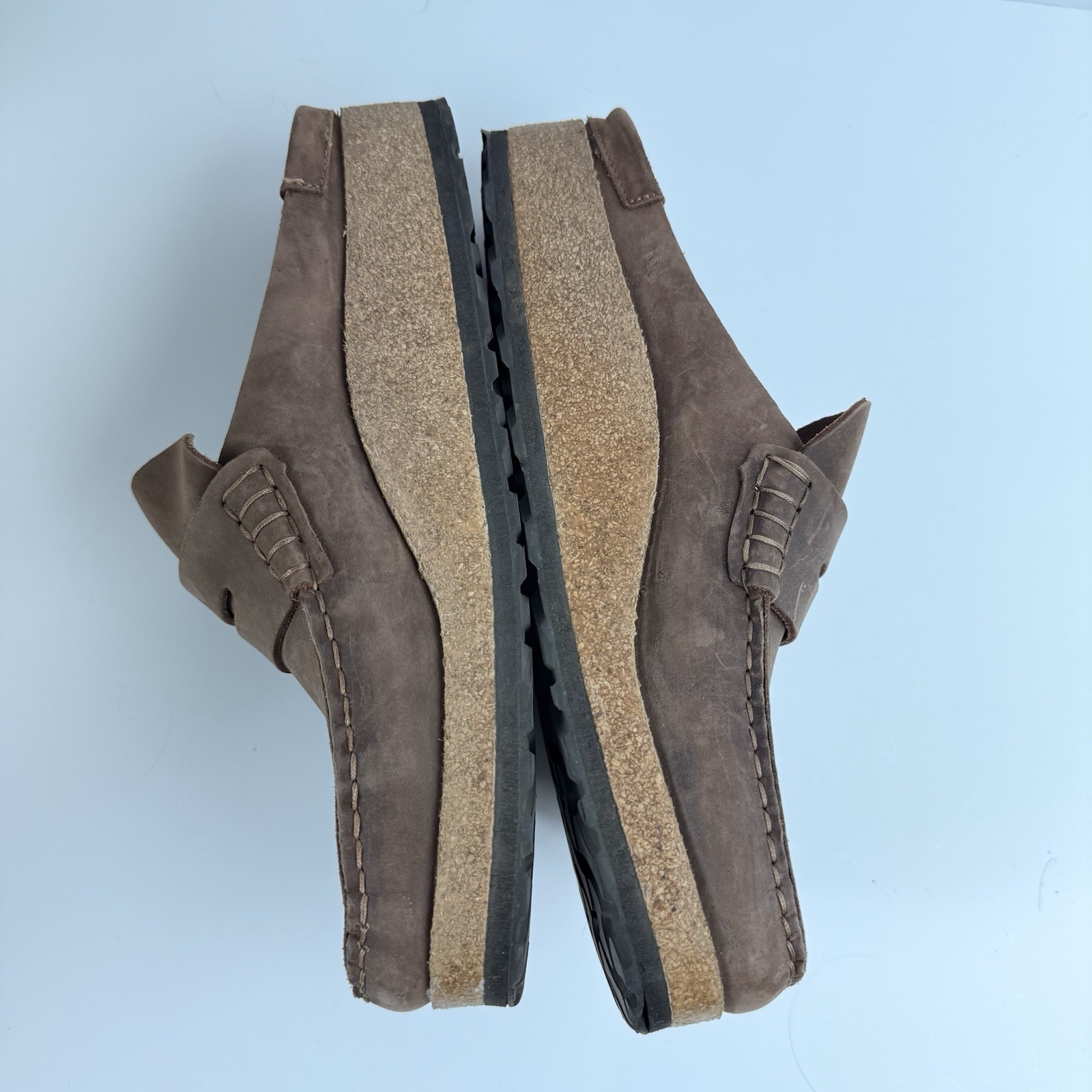 Birkenstock Naples Loafers Mules Brown Leather Clogs Mens 9 Size 42 Regular Wide