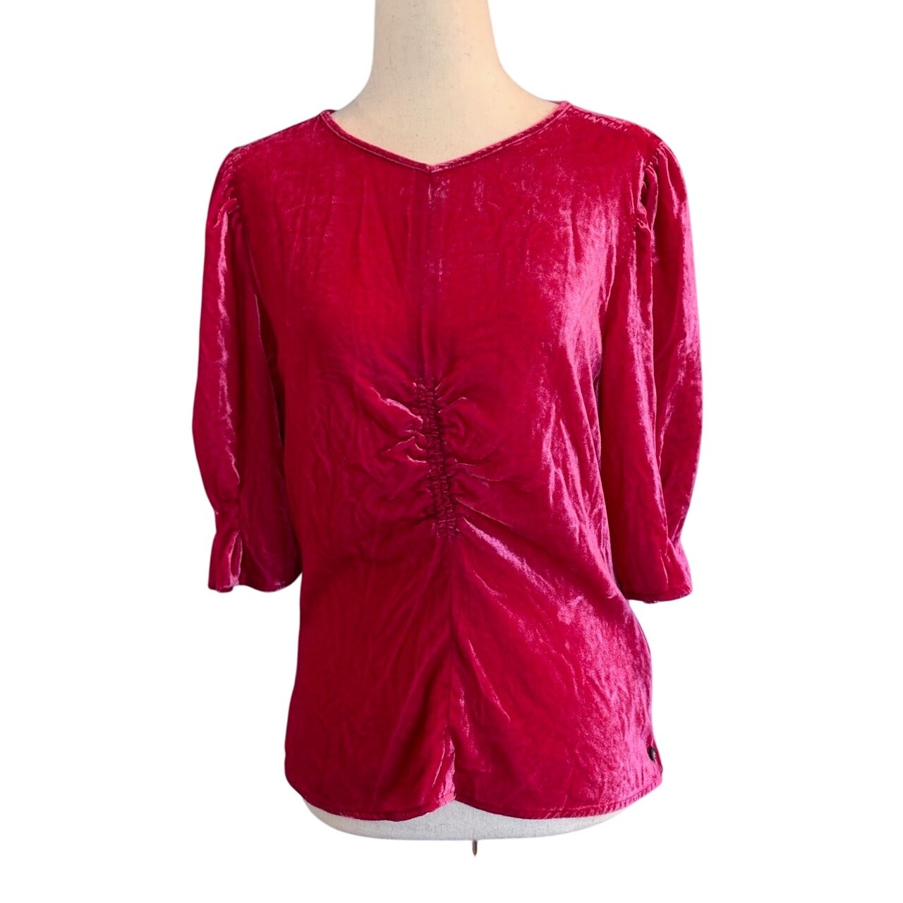 NWT Scotch & Soda Pink Velvet Top Side Zipper, Back Neckline Button w Keyhole S