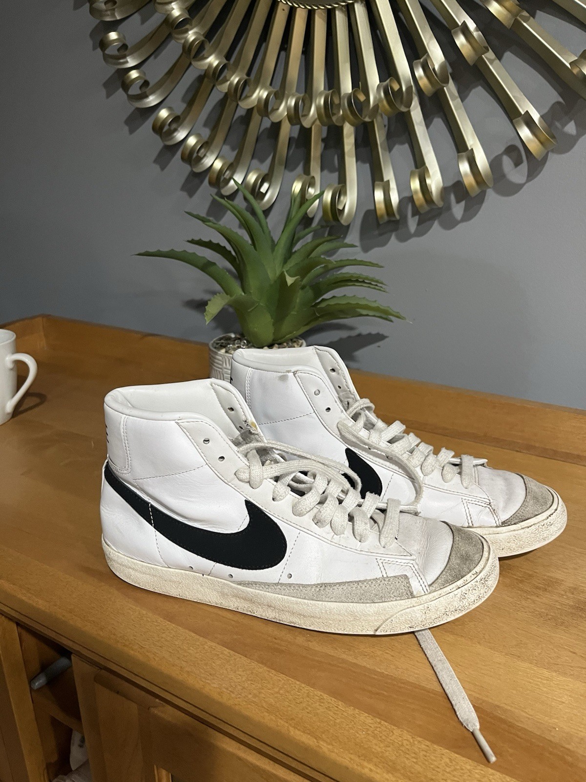 Nike Blazer Mid High Top White Black Leather Men’s Basketball Sneakers Sports