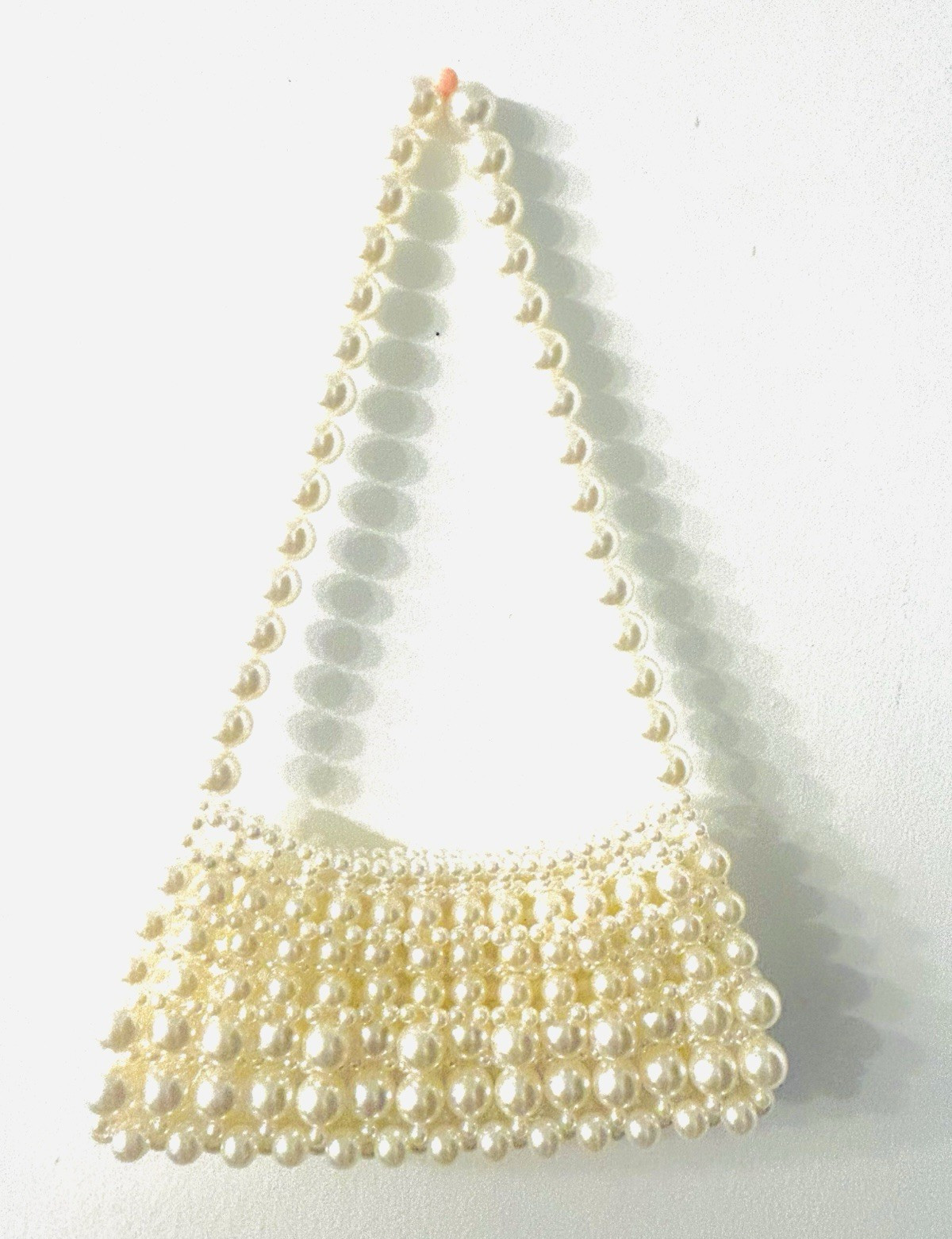Women’s Ivory Shoulder Bag, Beaded Accents, Solid, Rectangle Shape