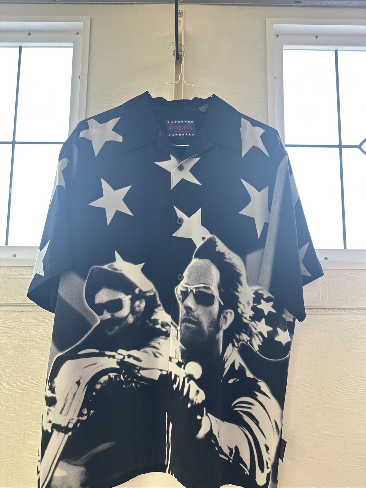 Shirt Dragonfly USA Patriotic Series Easy Rider All Over Print Men’s Large Black