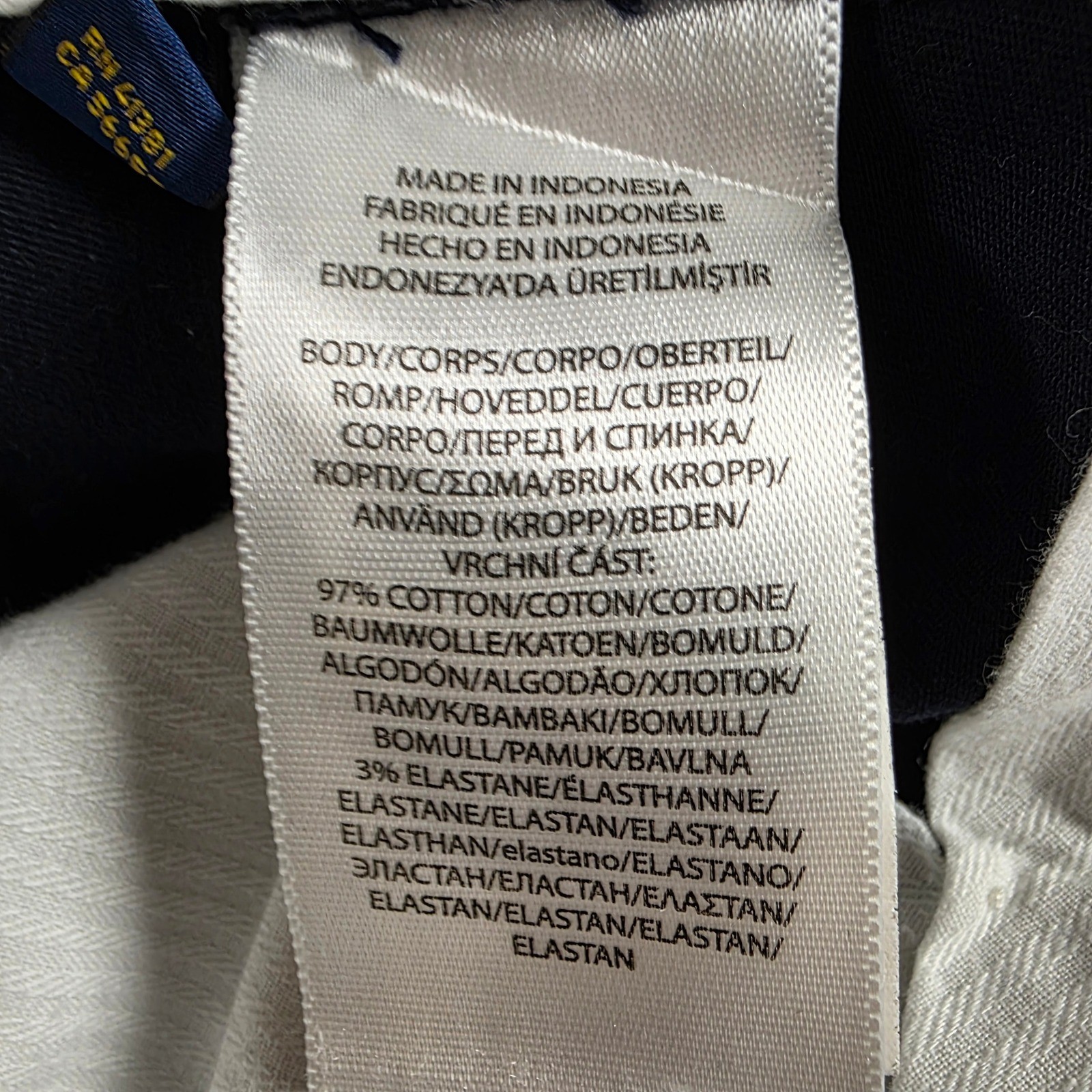 Polo Ralph Lauren Mens Navy Blue Stretch Classic Fit Chino Pants 33×30 RN41381