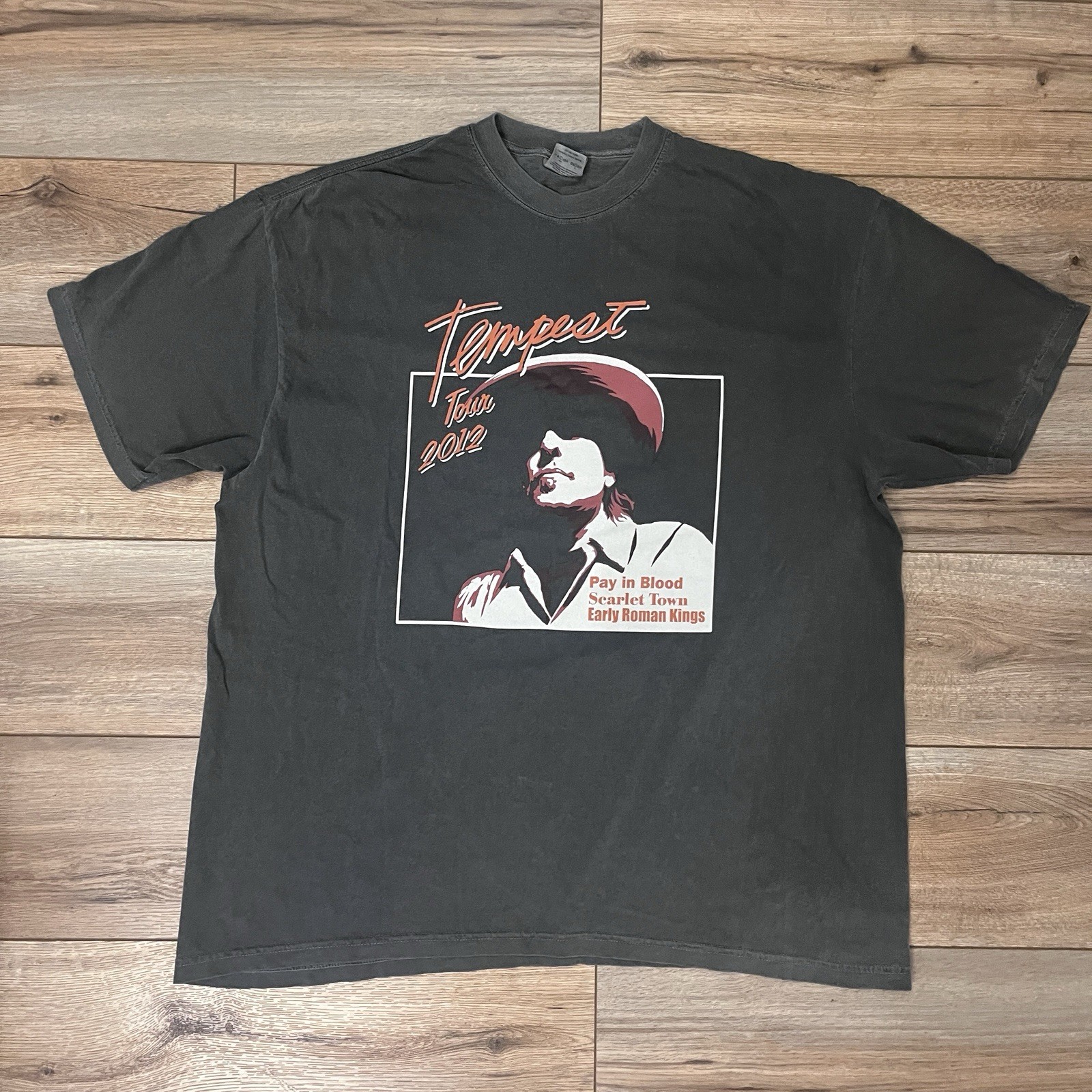 Bob Dylan Tempest 2012 Tour Gray T-Shirt 2024 Double-Sided Sz 2XL Comfort Colors