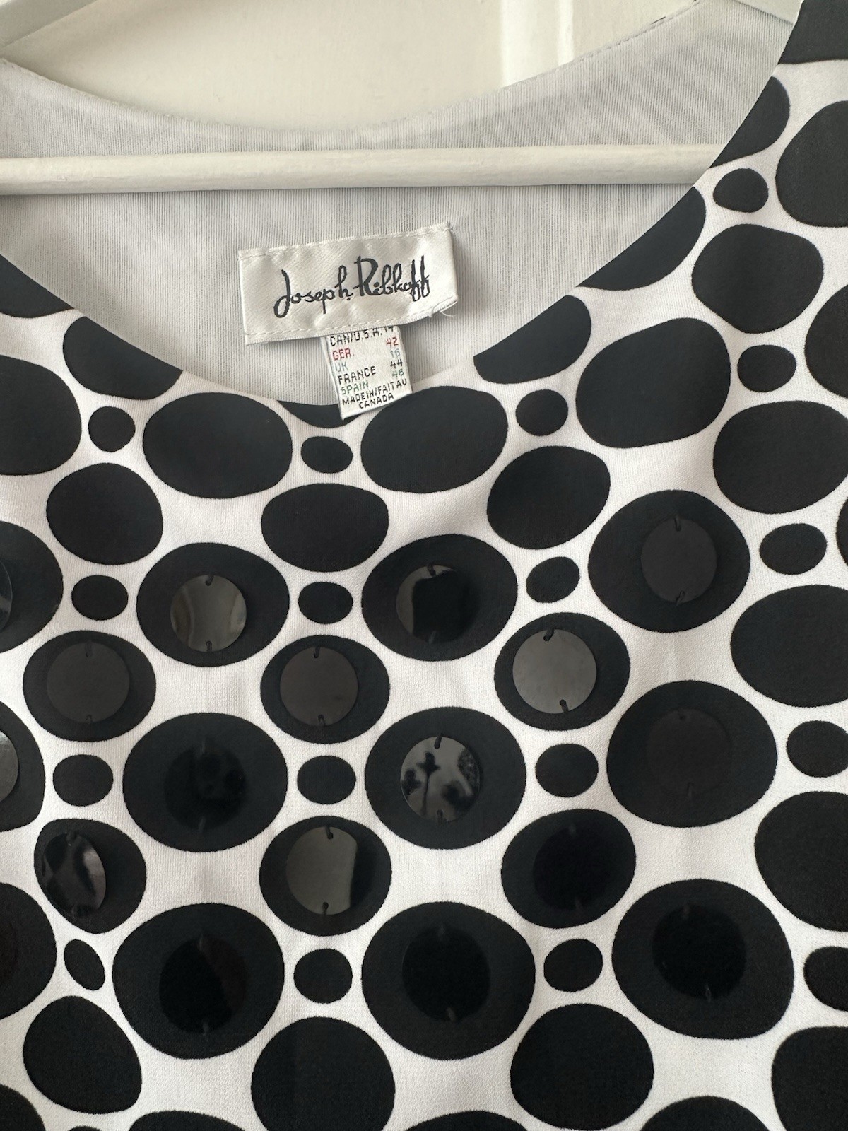 Joseph Ripoff Polka Dot Black & White Dress Size 16