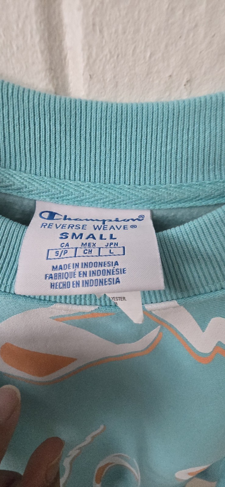 ​Champion Reverse Weave Sweatshirt Men’s Size Small Turquoise All Over Print New