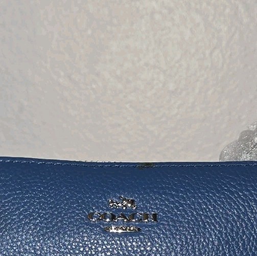 Coach Nolita 19 Shearling Blue Pebble Leather Wristlet Chain Bag NWT