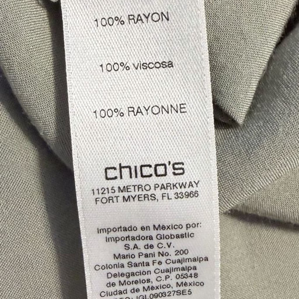 Chico’s Women’s Olive Green Rayon Roll Tab Sleeve Utility US size Small