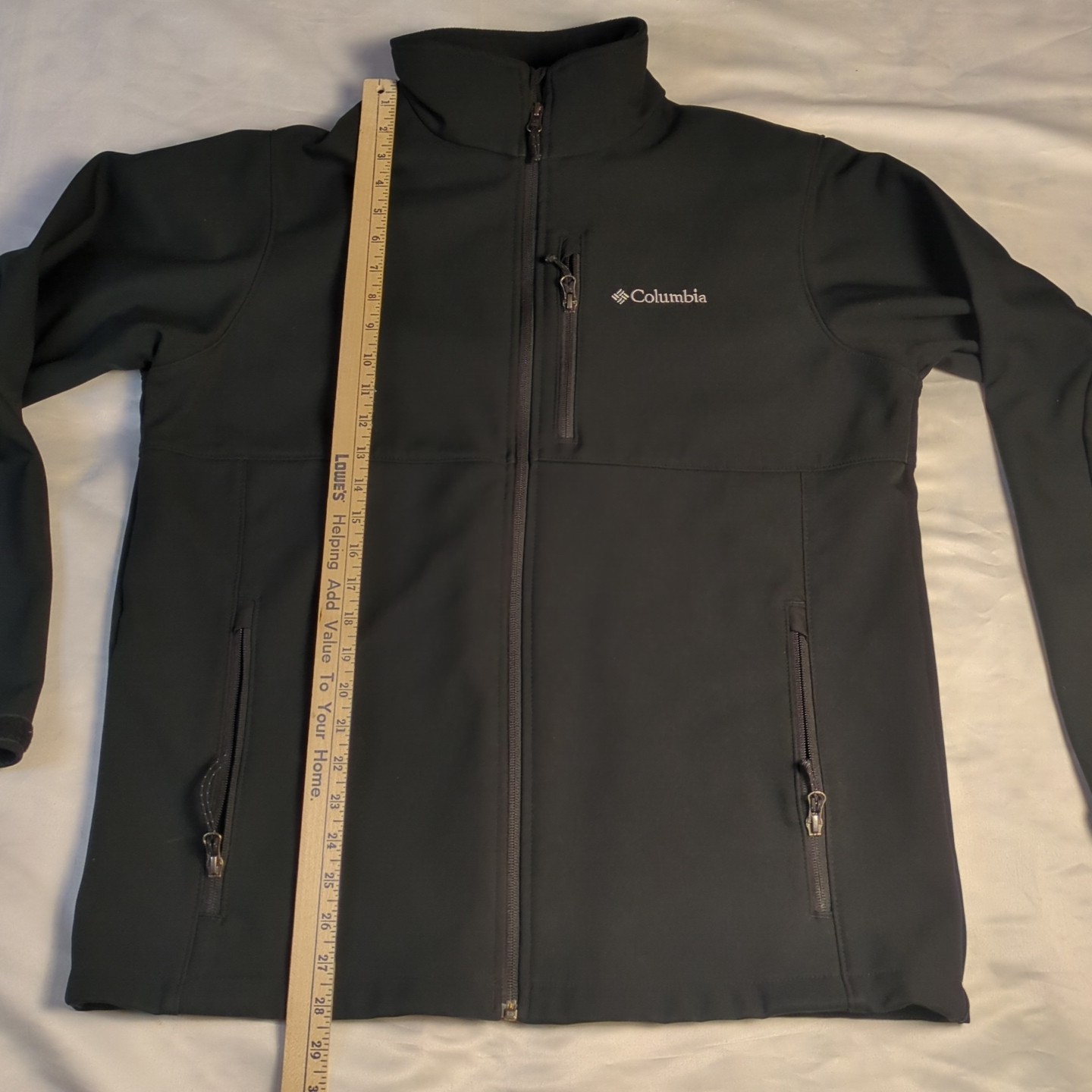 Mens Size Medium Columbia Bowen Lake II Softshell Jacket Black Windbreaker