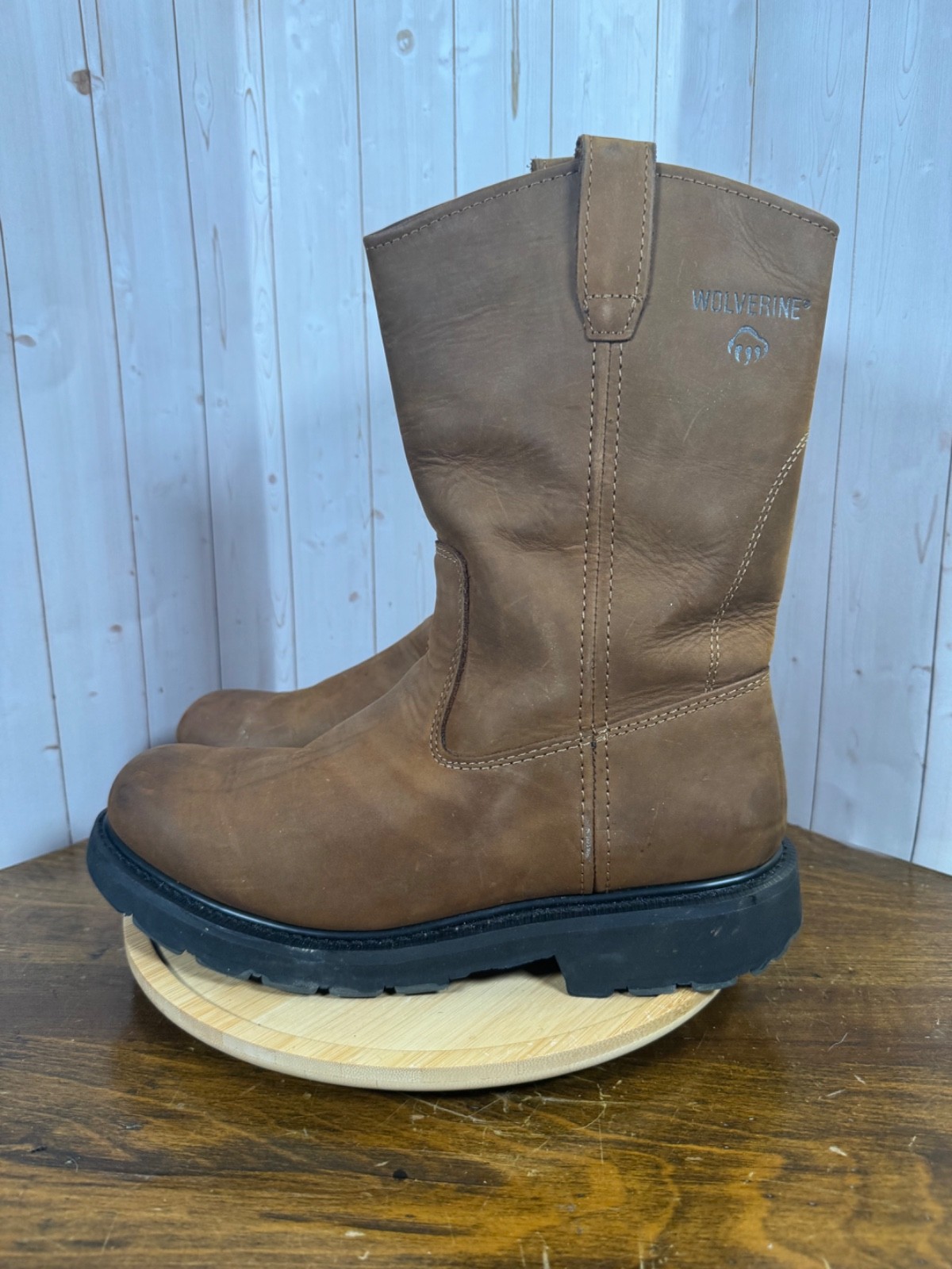 Wolverine W04727 Wellington Brown Leather Work Boots Size 11 Oil Resistant