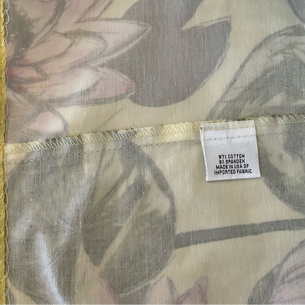 Talbots Petites 10 Yellow Pink Lotus Flower Lily Pad Cotton Sheath Dress 36in L
