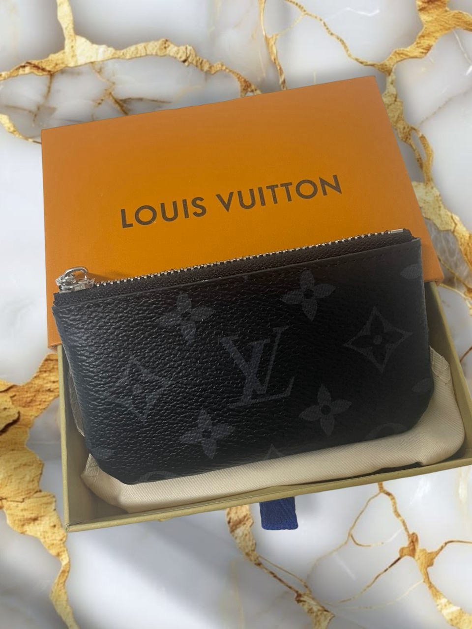 Louis Vuitton Monogram Key Pouch / Pochette Clés Coin Purse Black