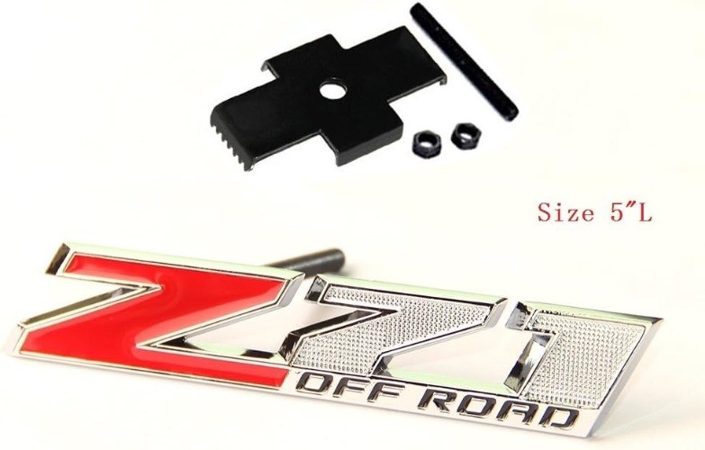 1x 5 Inches Grille Off Road Emblems Badge 3D for Silver Color: Chrome with red
