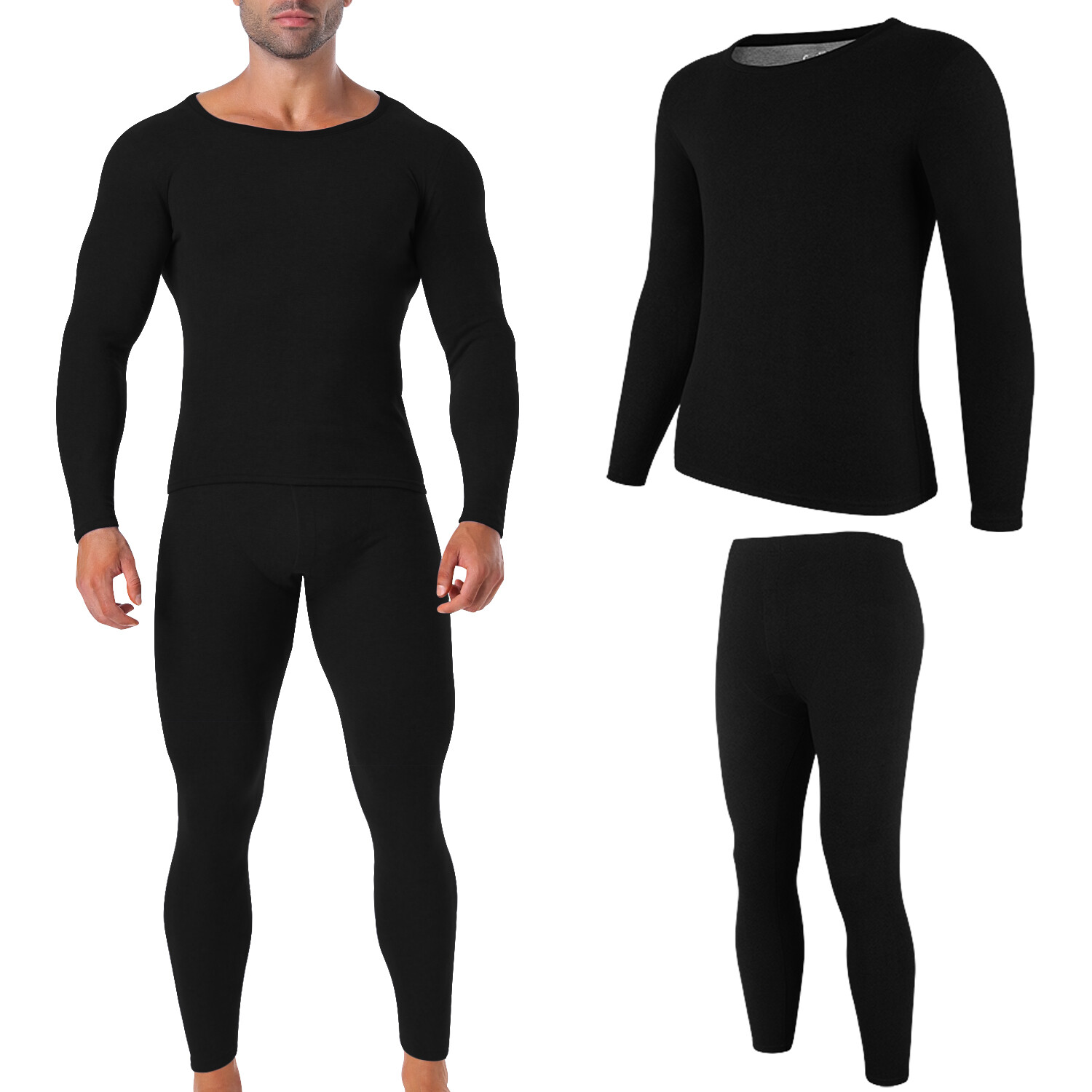 Men’s Thermal Underwear Long Johns Top Fleece Lined Base Layer Tops Bottom Set