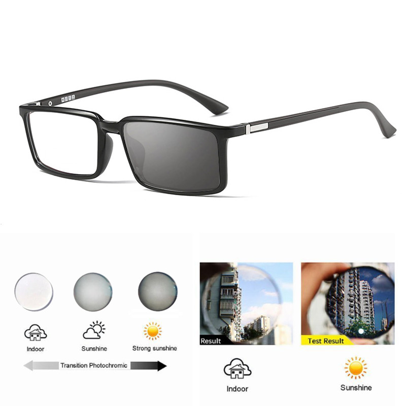 Men TR90 Square Photochromic Reading Glasses UV400 Premium Sunglasses Readers
