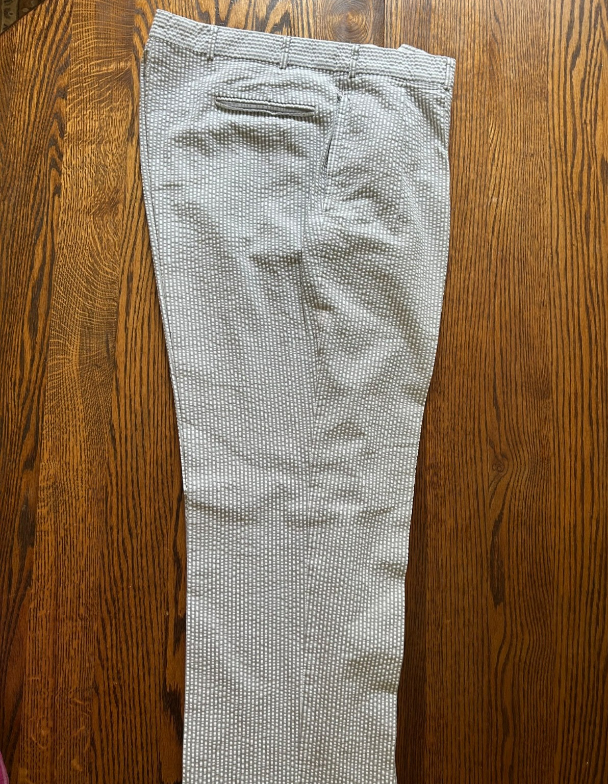 Brooks Brothers Seersucker Suit 42R 36×29 Gray White Stripe Cotton Pleated Cuff