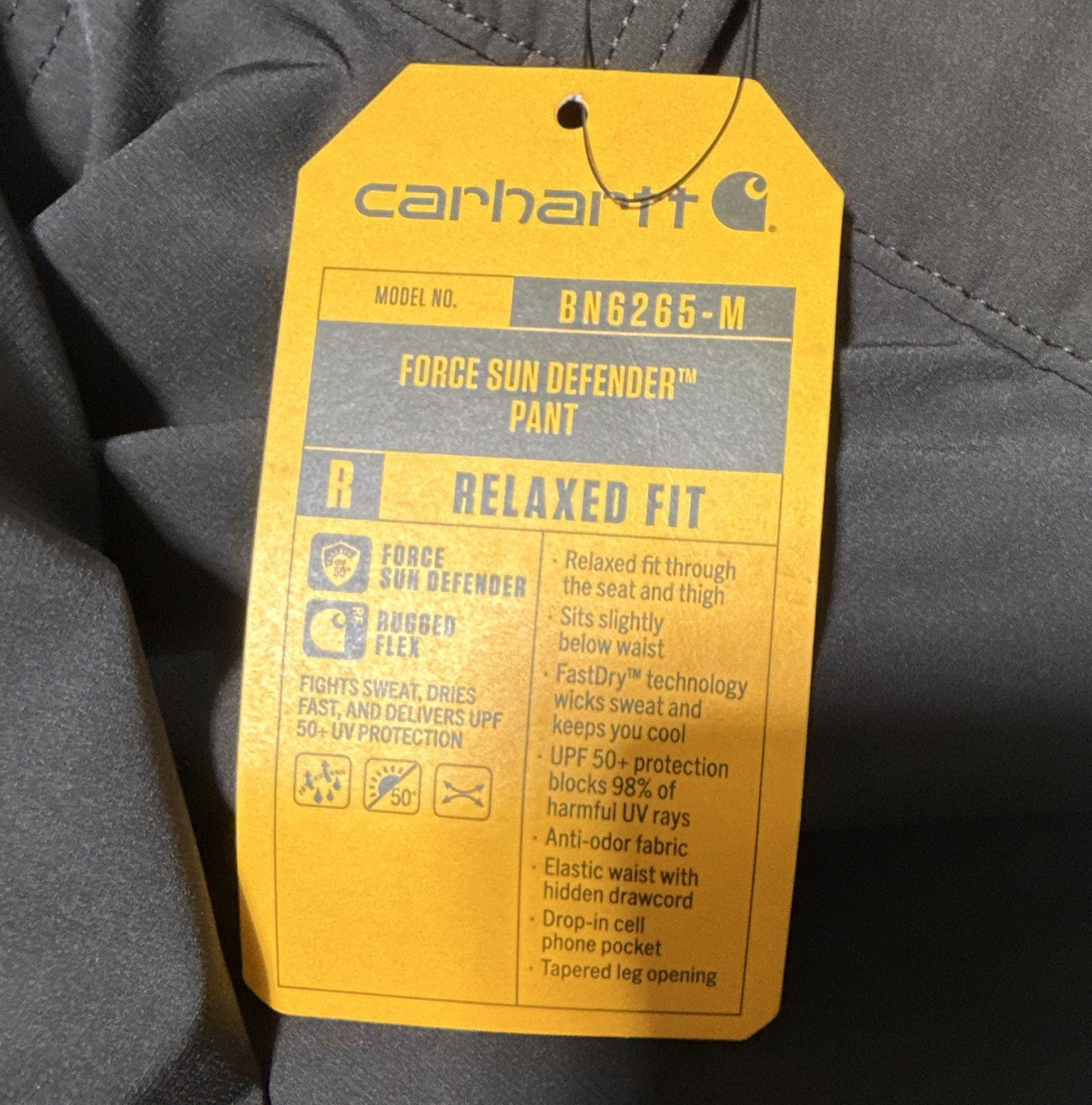 Carhartt Force Sun Defender Relaxed Fit Pants 2XL Black Nylon Canvas BN6265-M
