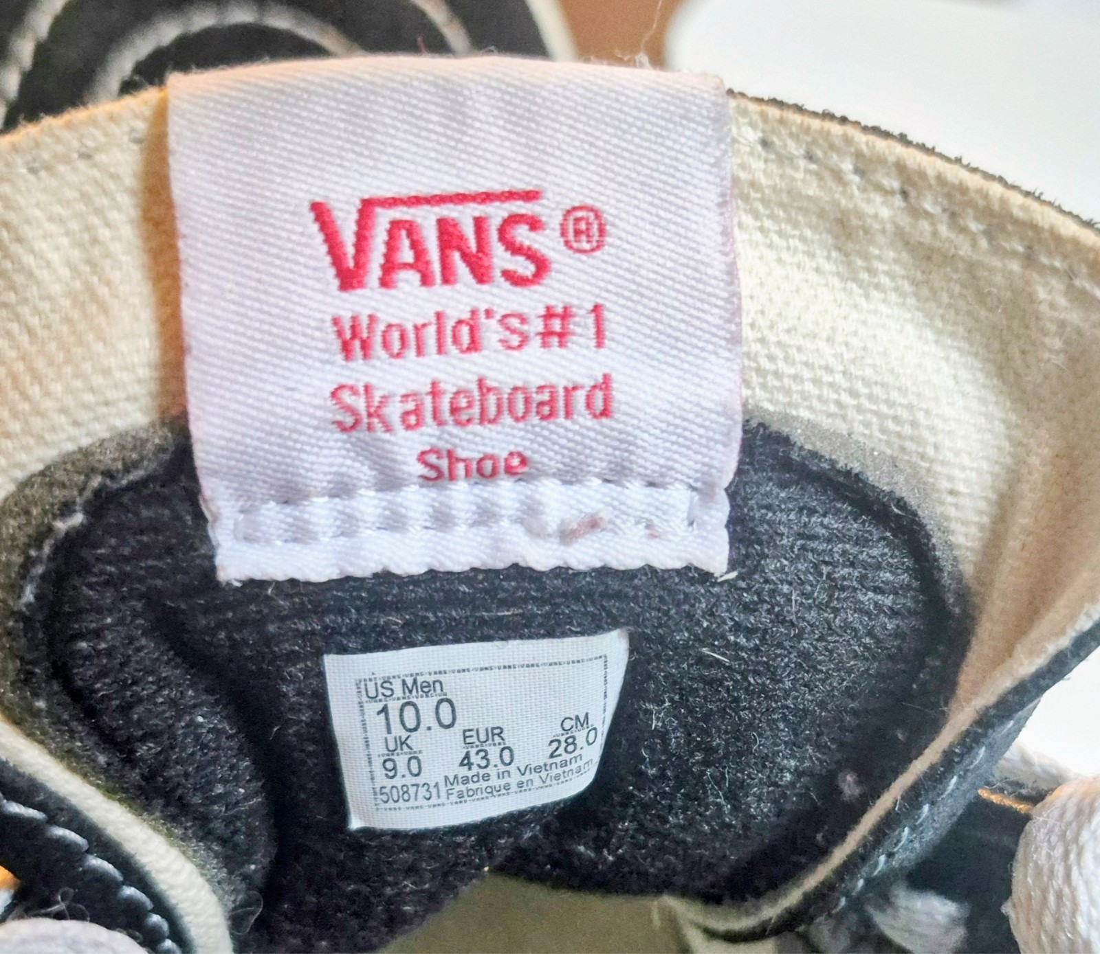 Vans SK8 HI Black White Canvas High Top Skateboard Shoes Size W-7.5 M-6 Ex Con
