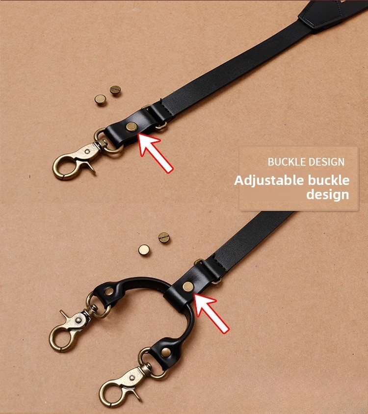 Genuine Leather Straps Braces Men’s British Suspenders Hook Buckle Adjustable