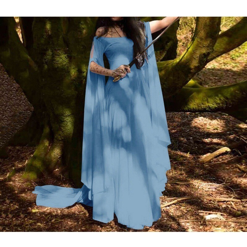 Medieval Renaissance Women’s Flare Sleeve Fantasy Fairy Dress Halloween Costume